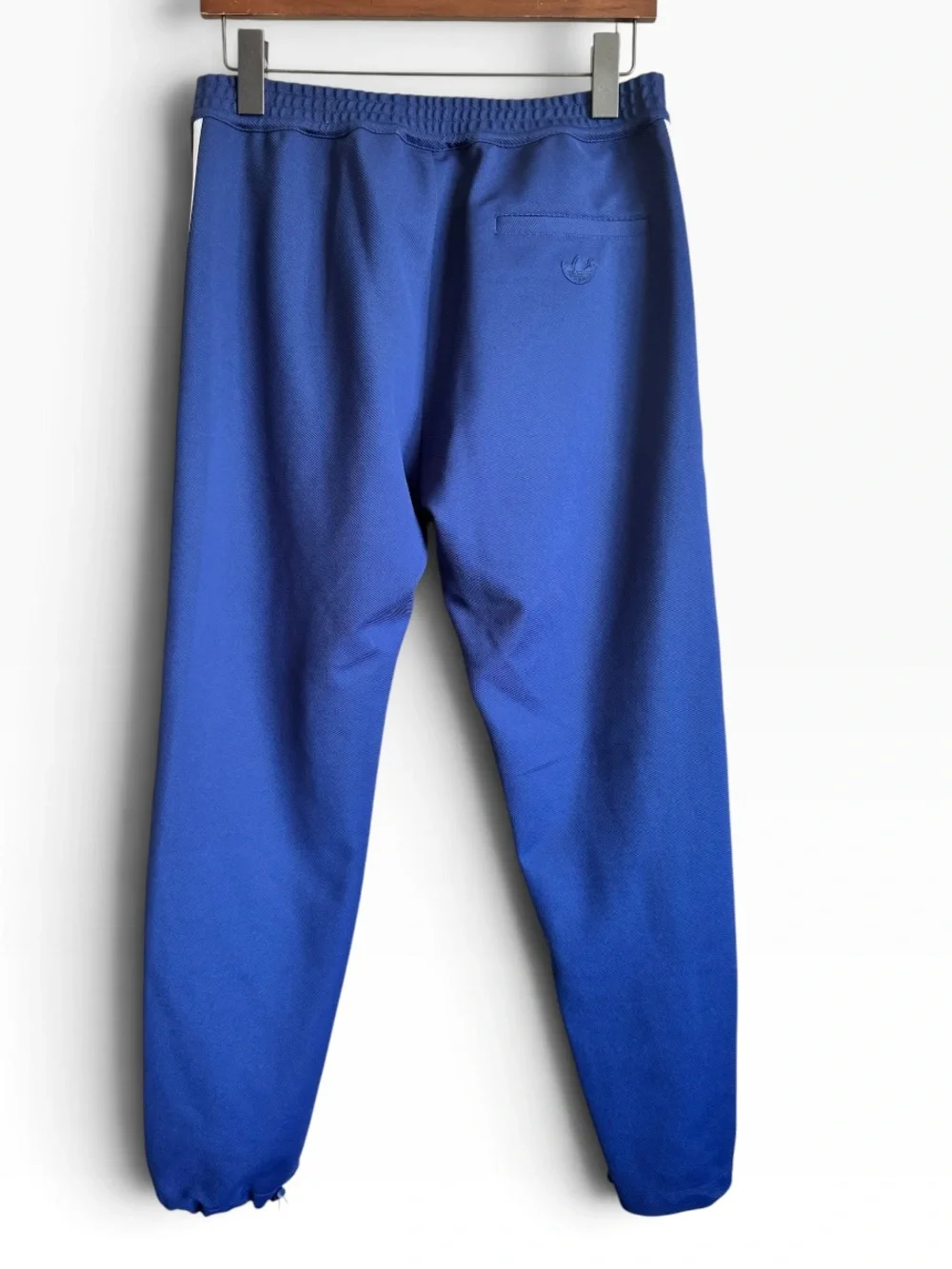 adidas Khaki Joggers with Navy Side Panels and White Stripes
